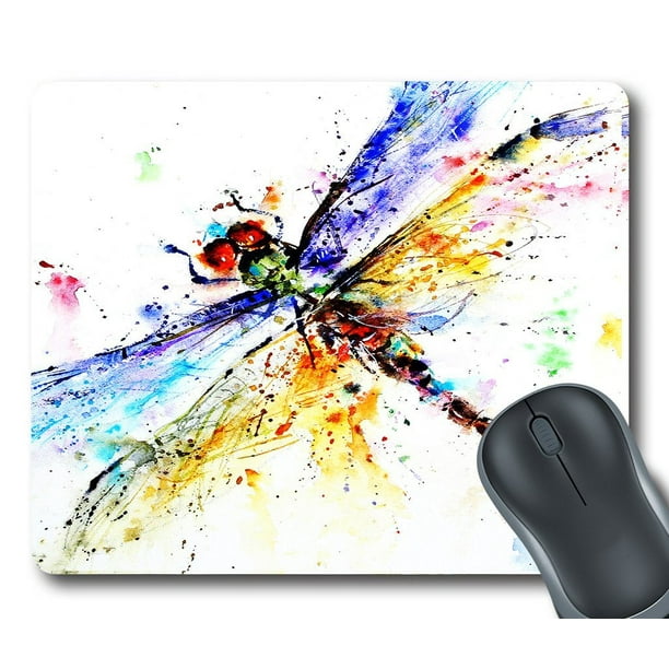 GCKG Colorful Dragonfly Art Mouse Pad Personalized Unique Rectangle Gaming Mousepad 9.84"(L) x 7