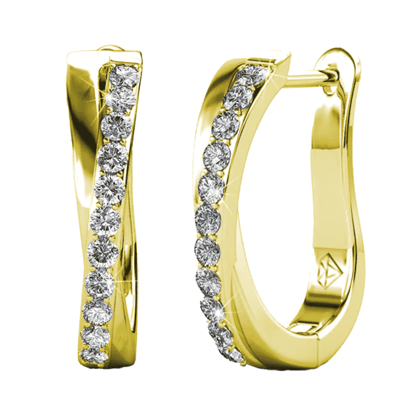 Cate & Chloe Amaya 18k Yellow Gold Plated 16mm Hoop Earrings with Swarovski Crystals Gift for Women