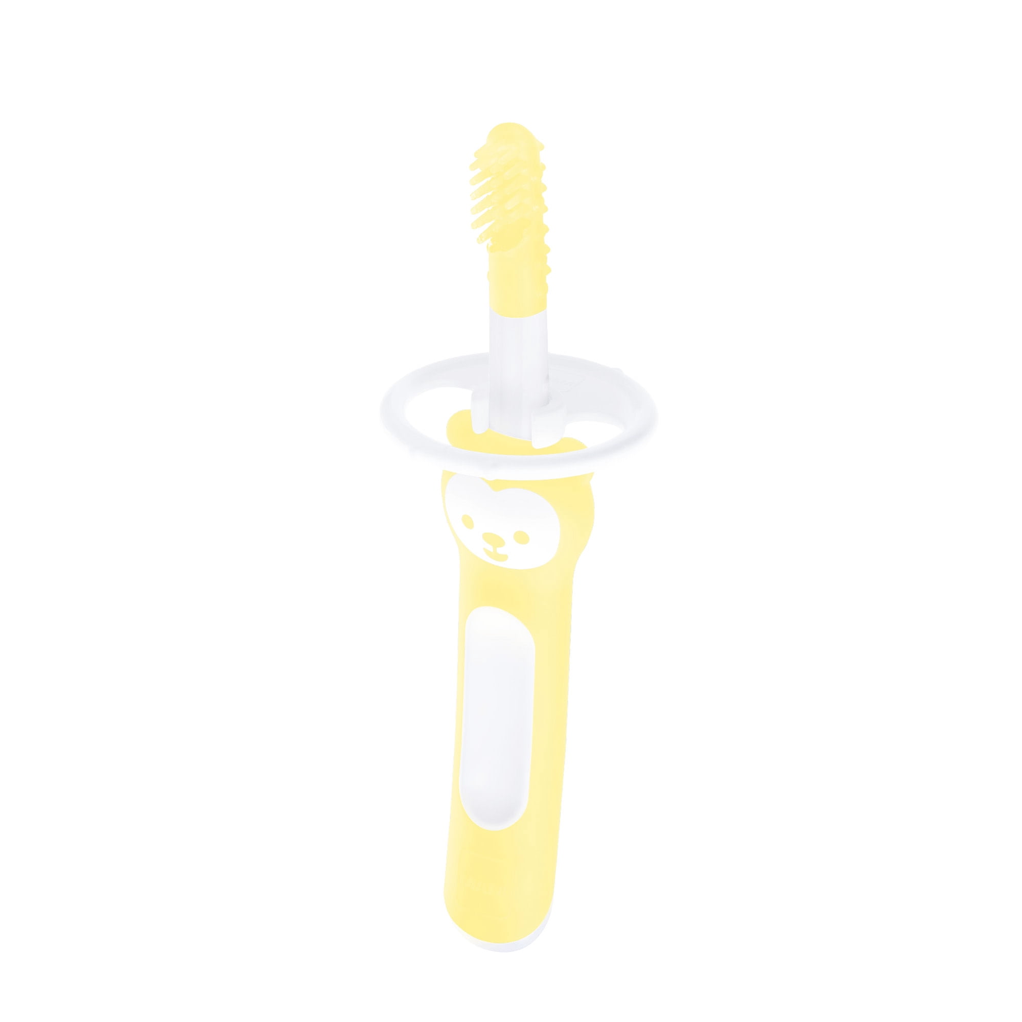 MAM Massaging Baby Toothbrush, Gum Cleaner and Massager with Brushy The Bear Character, Interactive App, colors vary, 1 Pack