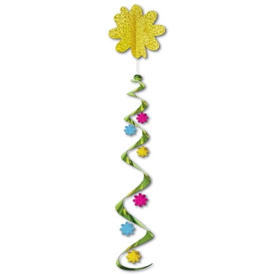 Party Central Pack of 12 Yellow and Green Summer Flower Spiral Whirls 48"