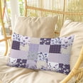 thumbnail image 4 of Spring Floral Pillow Covers, Linen Long Throw Pillow Case, Dark Purple Flowers Patchwork Grid Bohemia Holiday Pillow Protector Decorative Cushion Cover for Living Room/Bedroom 20" x 36", 4 of 8