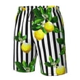thumbnail image 5 of Kll Lemons On Striped Men'S Casual Summer Beach Shorts Hawaiian Shorts With Pockets-Small, 5 of 9