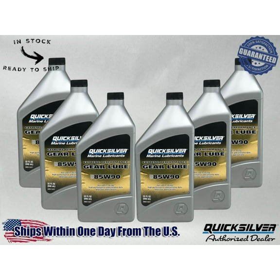 Quicksilver OEM SAE 85W90 Extreme Perf Gear Oil Quarts 92-8M0111677 6 Pack