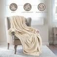 thumbnail image 5 of Superior Fleece Plush Fluffy Soft Blanket, Solid Linen, Throw, 5 of 7
