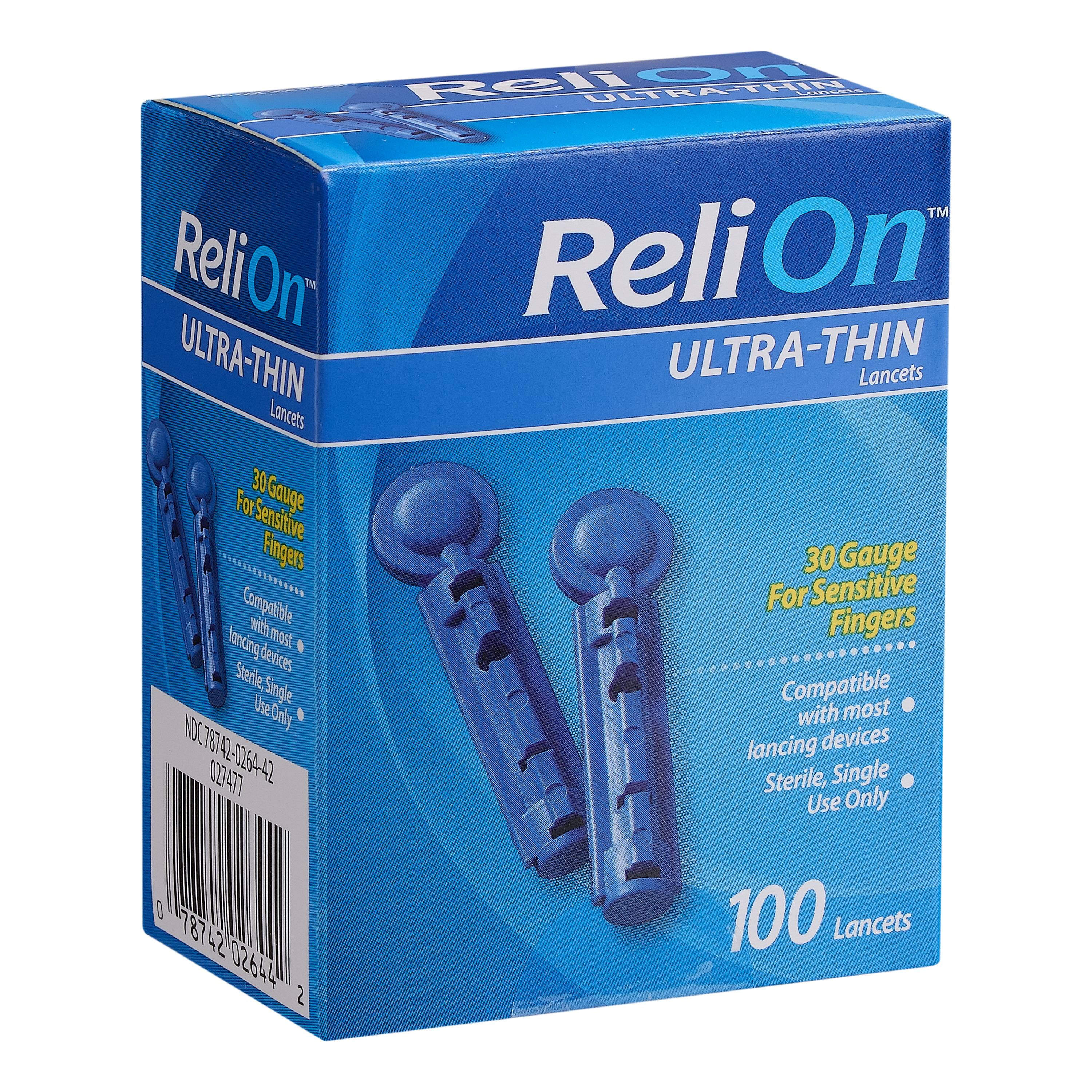 ReliOn UltraThin Lancets, 30Gauge, 100 Count