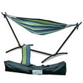 thumbnail image 4 of HCY Hammock with Stand, 550lbs Space Saving Steel Stand Weather Resistant with Carrying Bag for Outdoor Indoor Patio -Blue,Oasis Stripe, 4 of 7