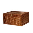 thumbnail image 4 of Cesta organizadora de almacenamiento, caja de almacenamiento tejida con tapa para el escritorio del lavadero café, 4 of 9