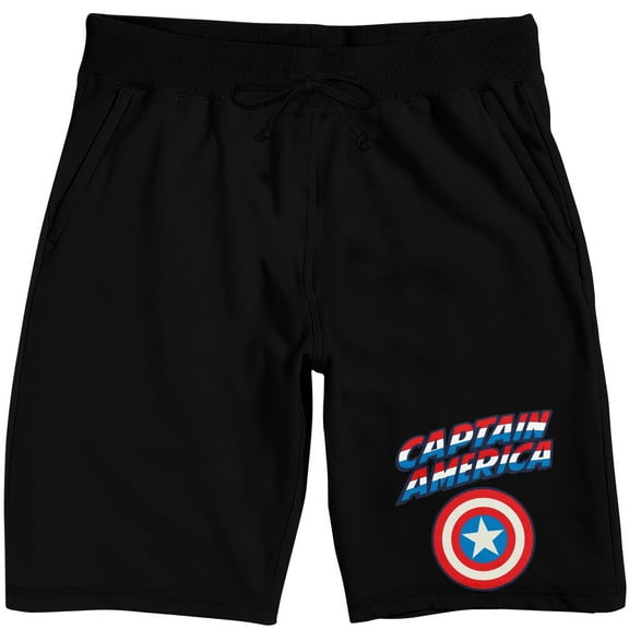 Marvel Comics Presents Captain America Shield Adult Black Sleep Pajama Shorts-XS