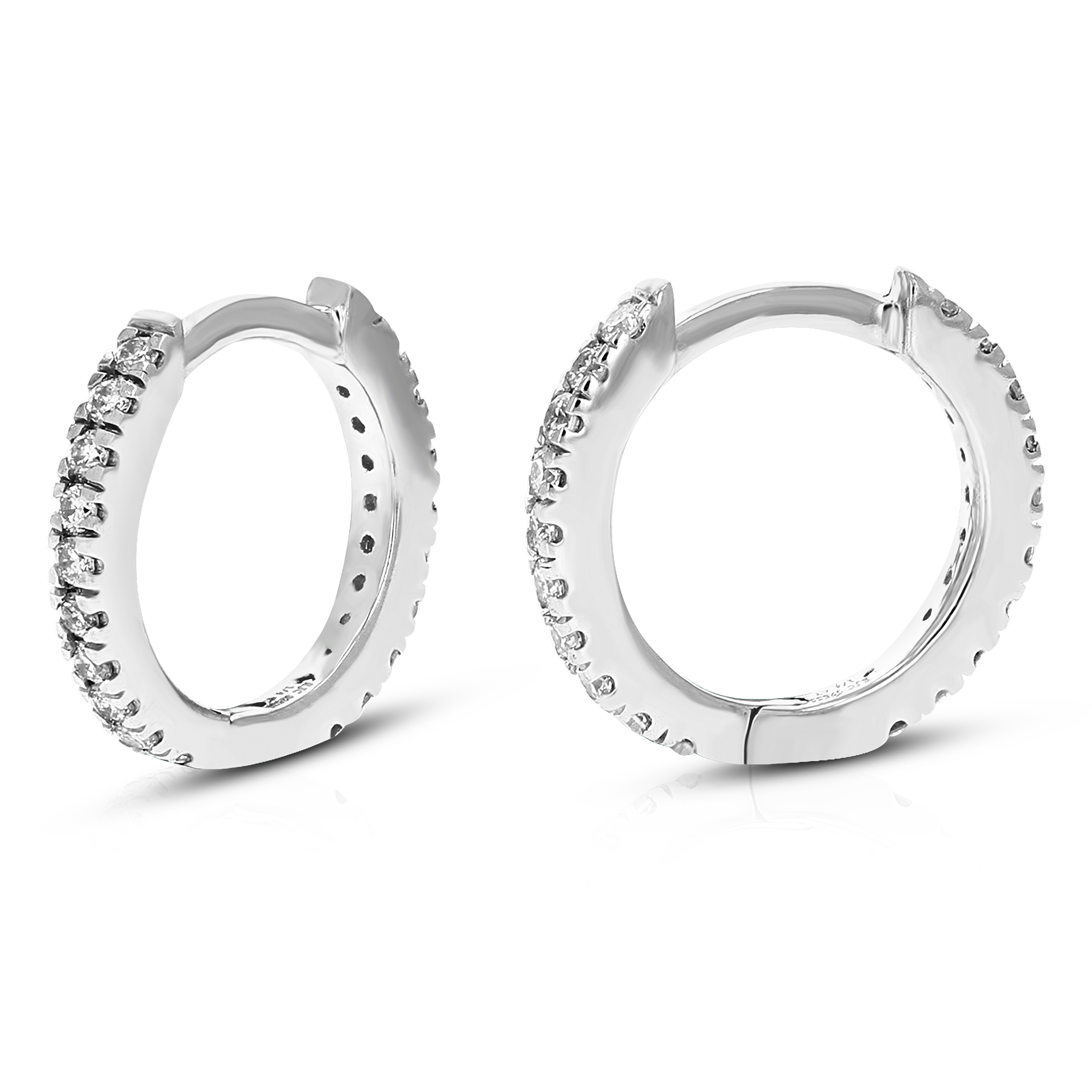 Vir Jewels 1/4 CTTW Lab Grown Diamond Hoops Earrings in Sterling Silver With Hidden Post For Women