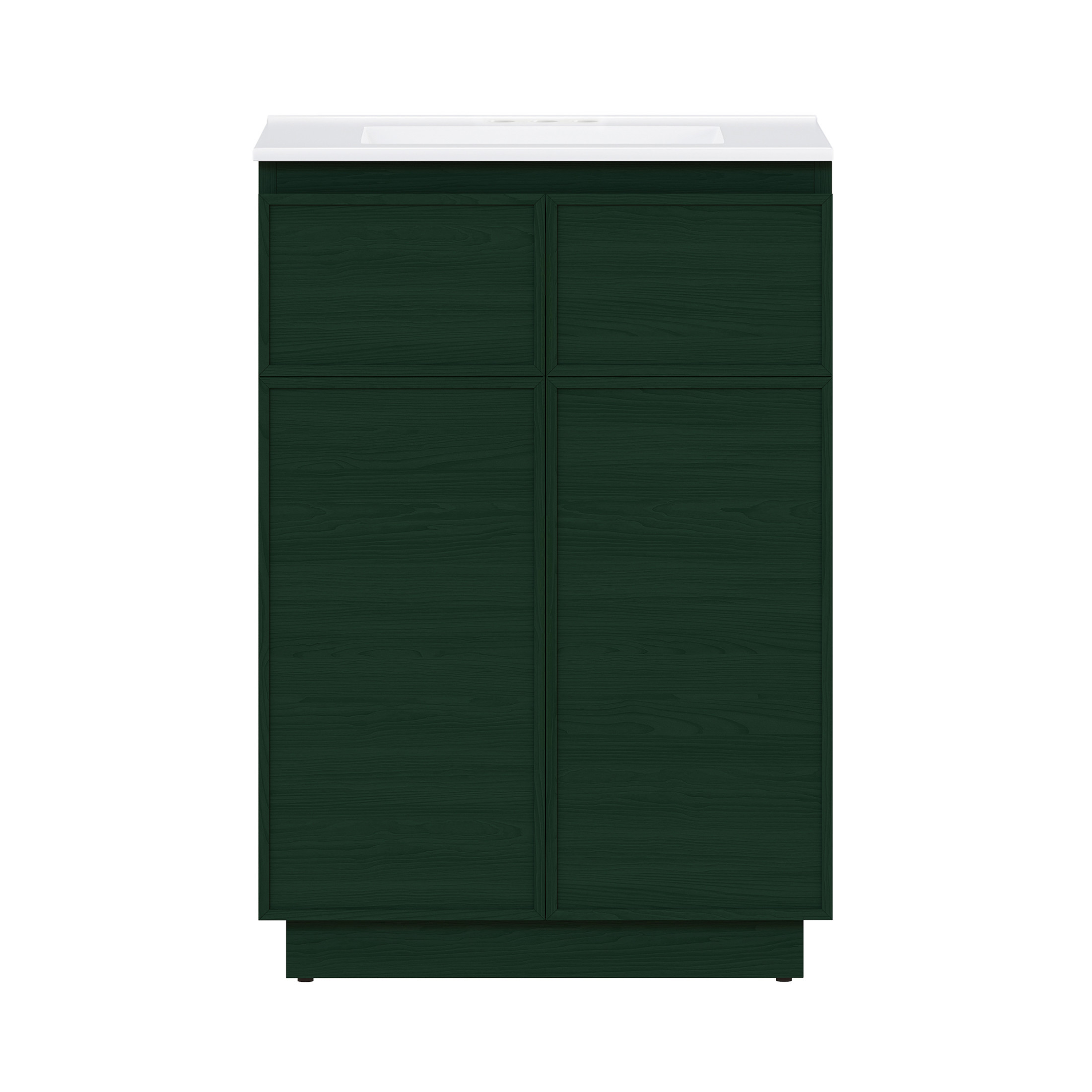 St. Tropez 24" Freestanding Bathroom Vanity in Green Oak with 3-Hole Centerset Sink Top