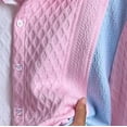 thumbnail image 5 of Mens Knit Shirts Short Sleeve Button Down Casual Shirt Vintage Old Money Textured Stripe Polo Shirts Vacation Beach Tops Size 2XL Pink, 5 of 5