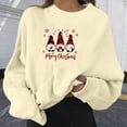 thumbnail image 2 of IROINNID Women's Long Sleeve Sweatshirt Round Neck Mid-Length Leisure Christmas Print Pullover Sweater, Beige, 2 of 4