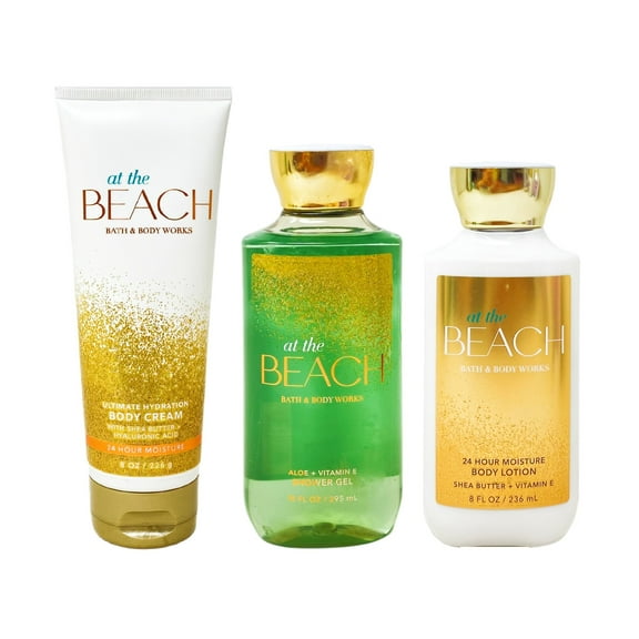 Bath and Body Works At The Beach 3 Piece Bundle - Body Cream - Shower Gel - Body Lotion - Full Size