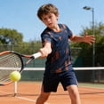 thumbnail image 3 of Adarl Boys Athletic Shorts Set 2 Piece Quick Dry Short Sleeve T-Shirt and Mesh Shorts Soccer Set Sizes 4-14 Years, 3 of 5