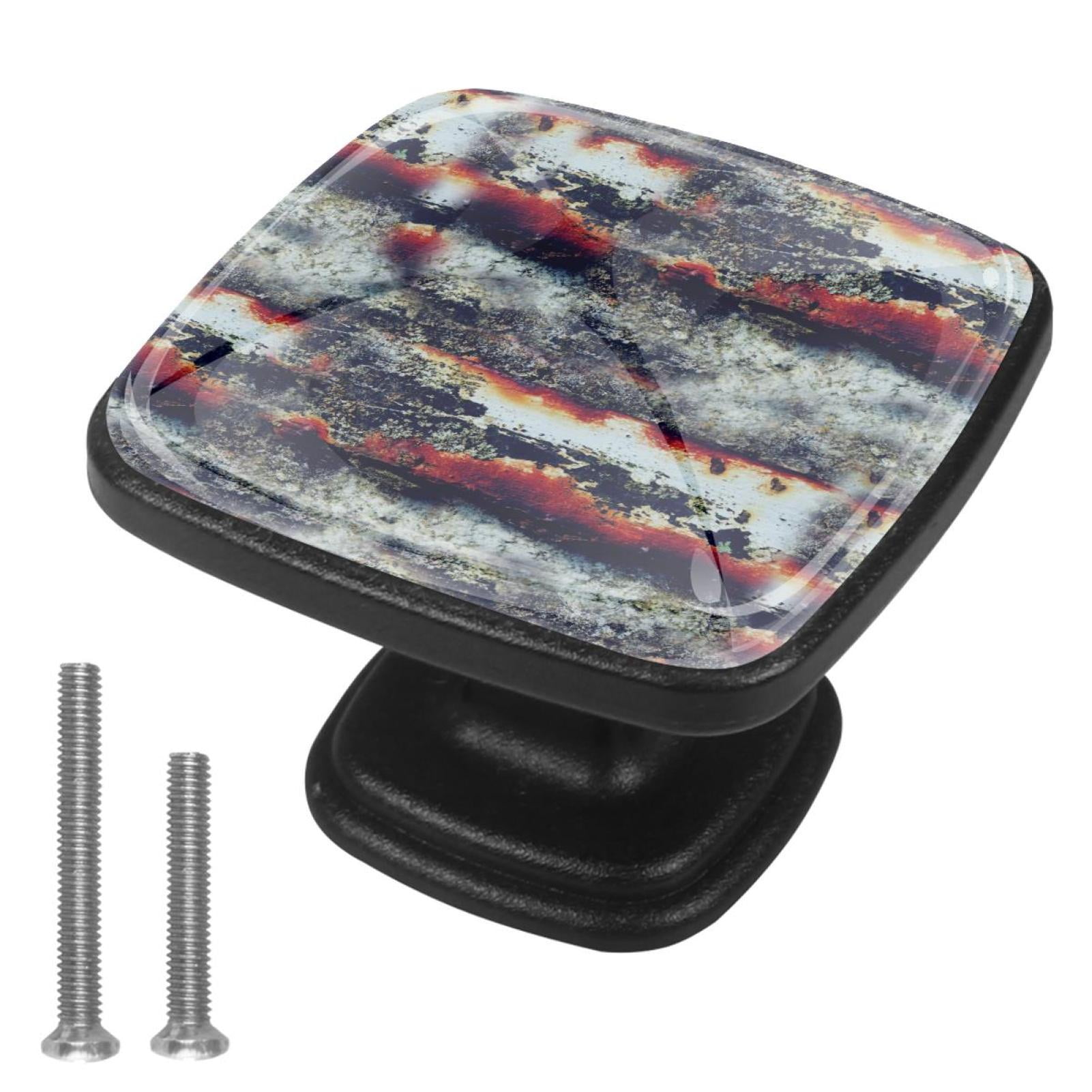 4 Pcs Cabinet Handle Drawer Pulls Abstract Texture Knobs with Screws ...