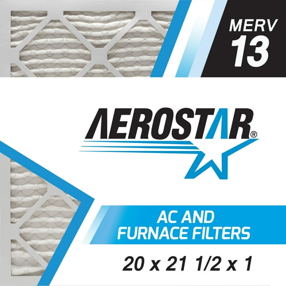 Aerostar 20x21x1 MERV 13 Pleated Air Filter, 4 Pack, Furnaces Filters, HVAC Filter, Air Conditioners Vent Filter Replacement for Home