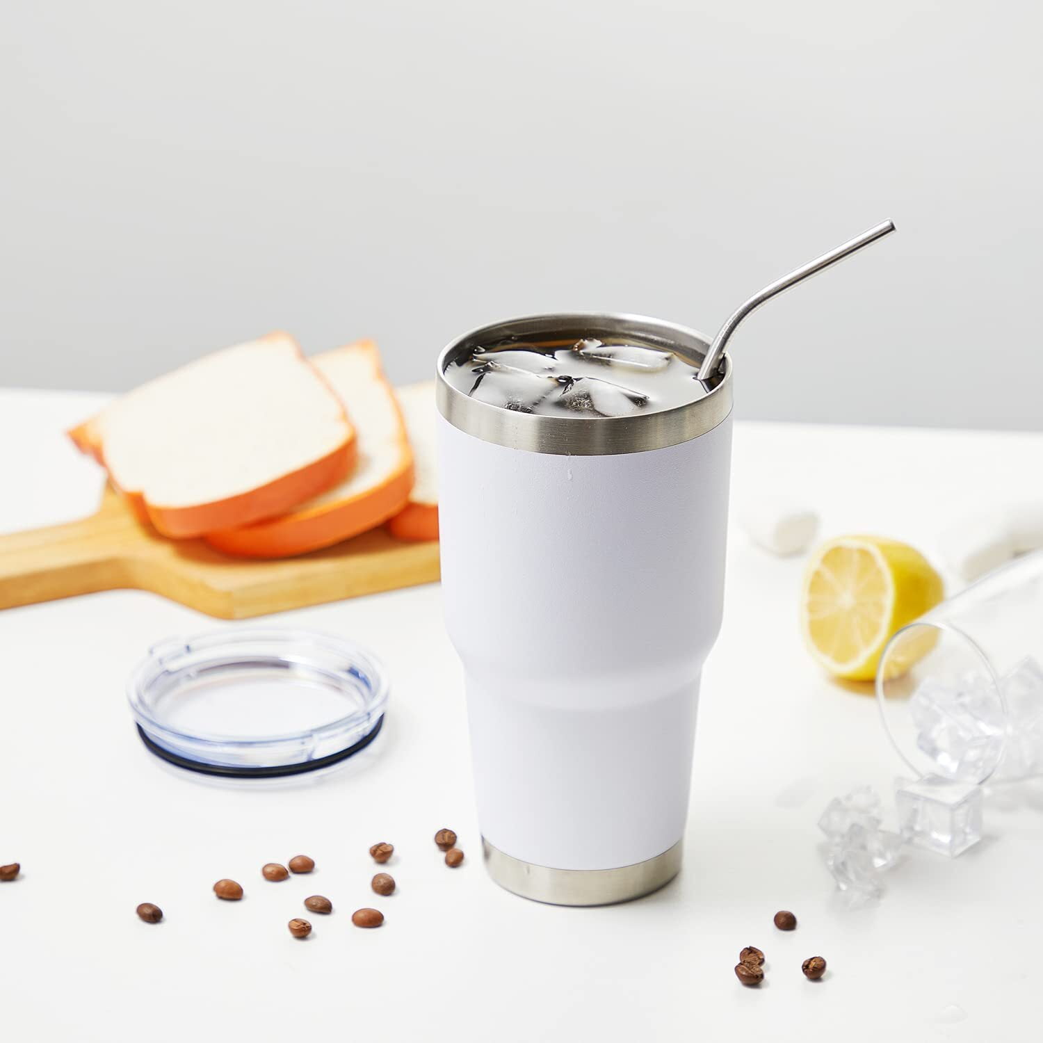 Stainless Steel Tumbler with Lid & Straw – Mai Thai Coffee