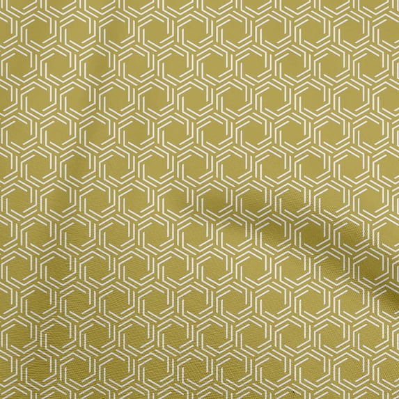 oneOoneCottonCambricOliveGreenFabricGeometricLinesHeptagonFabricForSewingPrintedCraftFabricByTheYard56InchWide