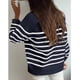 thumbnail image 2 of Women Striped Pullover Top, Polyester Add Femininity Machine Washable Easy Matching Crew Neck Long Sleeve Women Autumn Winter Knitwear For Office ANGGREK Otros, 2 of 5