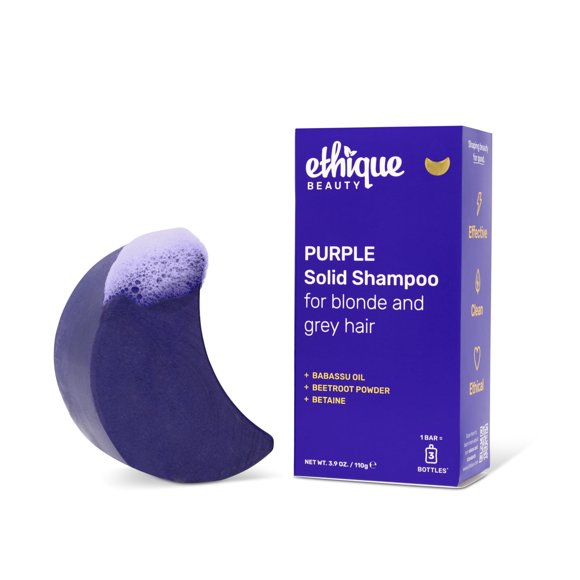 Barra de champú Ethique Purple para tonificar el cabello cobrizo - Vegano sin crueldad y sin plástico 3.88 oz - Anteriormente Tone It Down