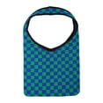 thumbnail image 1 of Bolso de hombro de punto para mujer, bolso de compras, bolso de mano, tejido suave, patrón de cuadrícula, moda informal Azul verde, 1 of 8