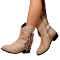 thumbnail image 3 of Willtoo Women's Fashionable Ankle Boots, Fringed Pointed-toe Square Heel, Suitable for Autumn and Winter Outfits Khaki, 3 of 6