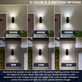 thumbnail image 2 of Luxrite Dusk to Dawn LED Modern Outdoor Wall Light, 12", Up or Up and Down Light, 3CCT 3000K-5000K, 18/24/30W, IP65, ETL, 2 of 7