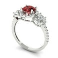 thumbnail image 2 of 1.46 ct Round Cut Natural Garnet 3 Stone 18K White Gold Womens Engagement Ring, 2 of 5