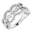 thumbnail image 2 of Womens Half Eternity Diamond Wedding Band, Marquise And Round Cut Diamond Engagement Band, Open Halo Diamond Band, 14K White Gold Plated, 2.3 Ct Simulated Diamond, Gift Ring, 2 of 4