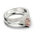 thumbnail image 2 of Gorgeous Minimalist 2.25 Carat Pear Cut Morganite And Diamond Moissanite Unique Engagement Ring, Affordable Wedding Ring, Two Matching Band in 925 Sterling Silver With 18k White Gold Plating, 2 of 4