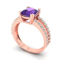 3.96ct cushion cut purple natural amethyst 18k rose gold Bridal Wedding Engagement Promise Anniversary Ring for Women size 8.25