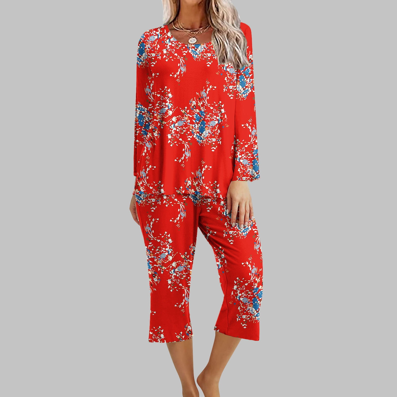 zanvin Pajamas for Women Set Long Sleeve Pajamas Ladies Soft Pajamas Summer Lounge Sleepwear Set With Pockets