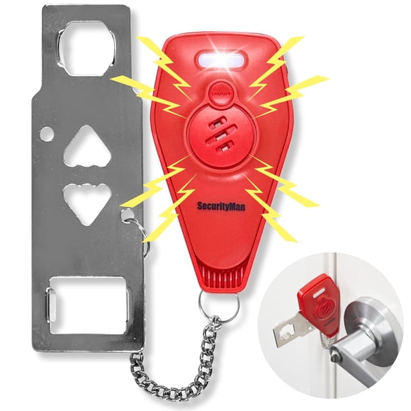 Cerradura de puerta portátil SECURITYMAN SMPALMLOCKR con alarma 130dB