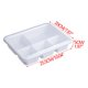 thumbnail image 4 of Recipiente rectangular blanco reutilizable de plástico grueso para preparar comidas con 4 y 5 compartimentos para separar fácilmente los alimentos. Lonchera lavable a prueba de fugas para, 4 of 7