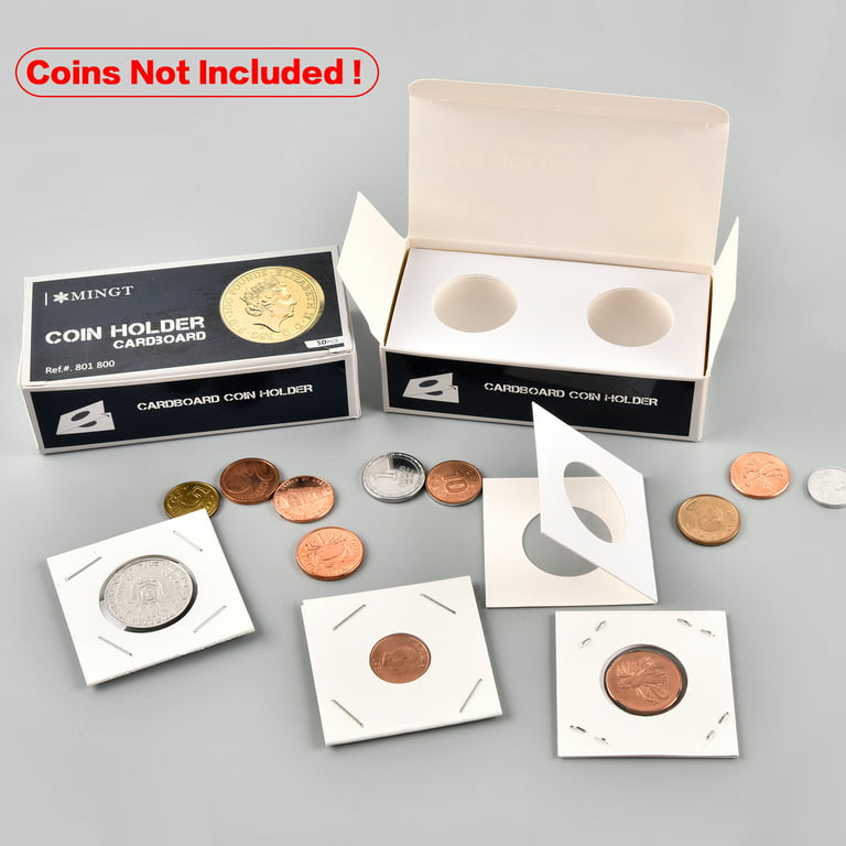 400pcs Cardboard Coin Holders Flips 2x2, 8 Sizes Coins Collection Display Book for Collectors Collecting Protector Fits for 17.5, 20.5, 23, 25, 27.5