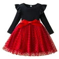 thumbnail image 2 of NAISIBABY Girls Knit Dresses, Polka Dot Tulle Party Princess Ruffles Long Sleeve Fall Winter Tutu Dress Red 3T, 2 of 4
