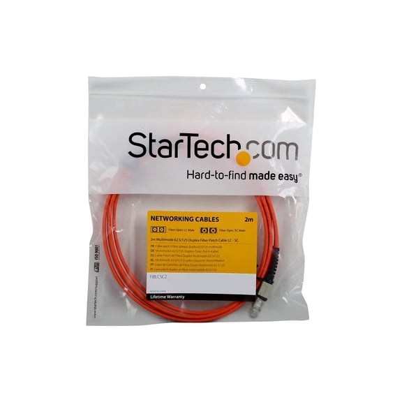 StarTech.com 2m Fiber Optic Cable  - LSZH - LC/SC - OM1 - LC to SC Fiber Patch Cable  - 2m LC/SC Fiber Optic Cable - 2 m LC to SC Fiber Patch Cable - 2 meter LC to SC Fiber Cable  - LSZH - LC/SC - OM1