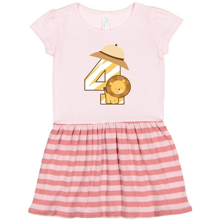 

Inktastic 4th Birthday Jungle Safari Lion 4 Year Old Gift Toddler Girl Dress