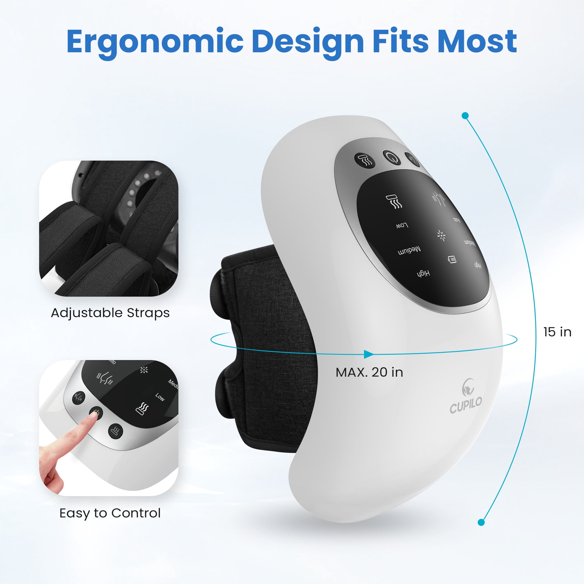Cupilo Cordless Knee Massager, Knee Massage with 3 Heating, 3 Vibration Modes, for Joint Discomfort, Gifts for Grandma Grandpa Men Women