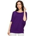 thumbnail image 3 of Made by Johnny Women's Scoop Neck Half Sleeve Batwing Dolman Top XXL DARK_PURPLE, 3 of 6