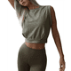 thumbnail image 3 of Camiseta Deportiva Corta para Mujer, , Sin Mangas, para Yoga, Correr, Gimnasio, Algodón, Verde , XXL, 3 of 7