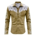 thumbnail image 5 of Mens Shirts Casual Allover Print Long Sleeve Button Down Top Western Cowboy Theme Carnival Dress Comfortable Shirt for Men Khaki S, 5 of 5