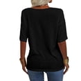 thumbnail image 4 of Women's Summer V-neck Solid Color Half Sleeve Match Simple Casual T-shirt Tops, 4 of 5