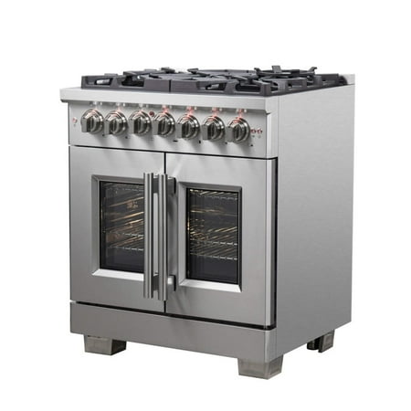Forno Appliances - Capriasca 4.32 Cu. Ft. Freestanding Dual Fuel Range with French Doors and Convection Oven - Stainless Steel