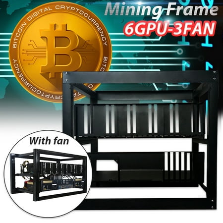 6GPU Open Pit Miner Open Plus Mining Machine Rig Aluminum Stackable Case Open Air Frame ETH/ZEC/Bitcoin (Size :6GPU/6GPU + 3 Fan)