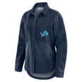 thumbnail image 2 of Women's WEAR by Erin Andrews Denim Detroit Lions Washed Oversized Denim Full-Snap Shacket, 2 of 6