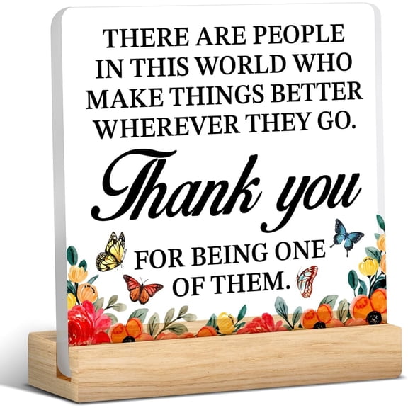Thank You Gifts for Coworkers Boss Employee, Employee Appreciation Gifts, Retirement Gift for Women, Thank You Acrylic Desk Plaque Sign Keepsake Gift for Office 4x4 Inch