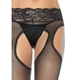 thumbnail image 2 of Leg Avenue Womens Sheer Suspender Hose with Lace Waist, O/S, Black, 2 of 4