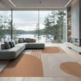 thumbnail image 2 of ODIKA 8'x10' Warm Peach Tones Geometric Harmony Washable Area Rug Modern Abstract Design with Curves and Lines Non-Slip Chair-Friendly Mat for Dining Room, Large Office, Lounge, 2 of 7
