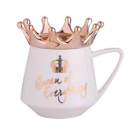 

300ml Cup Coffee Gift Crown Ceramic Mug Gift Tea Set Mugs Cups Termica Drinkware